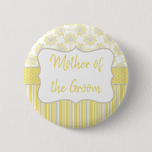 Bee Yellow and Grey Geometric Mother of the Groom Button