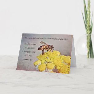Bee Yellow Flowers Scripture Card Jeremiah 29:11 Karte