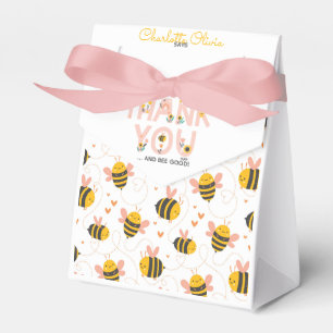 Bee Yellow & Pink Floral ONE Baby's 1. Geburtstag Geschenkschachtel