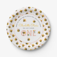Bee Yellow & Pink Floral ONE Baby's 1. Geburtstag