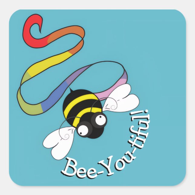 Bee-You-tiful Rainbow Sticker (Vorderseite)