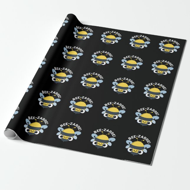 Bee-zarre Funny Bizarre Bee Pun Dark BG Geschenkpapier (Ungerollt)