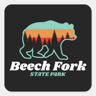 Beech Fork State Park WV Bär Retro Vintage Quadratischer Aufkleber