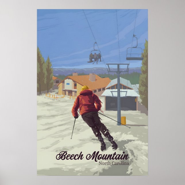 Beech Mountain North Carolina Skigebiet Reise Poster (Vorne)