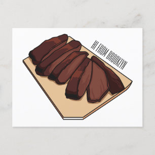 Beef brisket cartoon illustration  postkarte