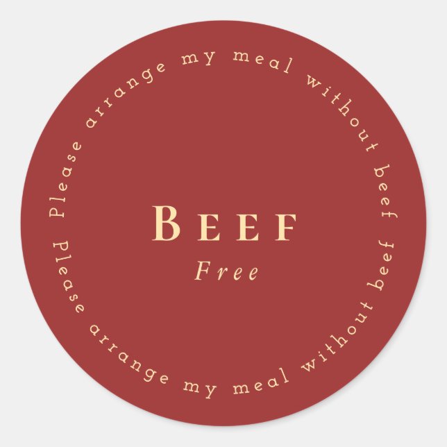 Beef-Free Request Sticker, Dark red Runder Aufkleber (Vorderseite)