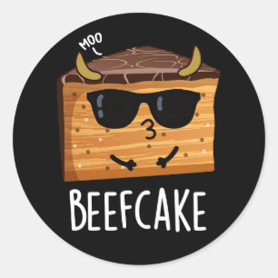 Beefcake Funny Cake Pub Dark BG Runder Aufkleber