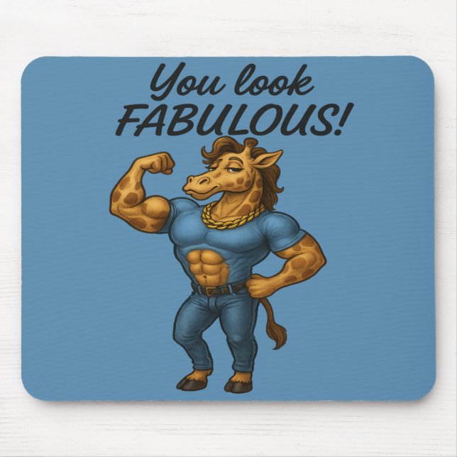 Beefcake Giraffe - Fabelhaft und geflochten Mousepad (Vorne)