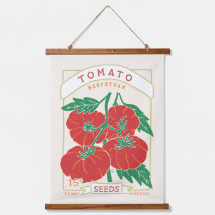 Beefsteak Tomato Seed Packet Hängeband Wandteppich Mit Holzrahmen