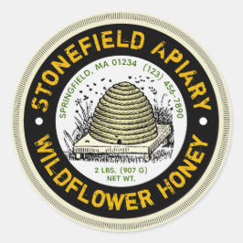 Beehive Apiary Name Wildblume Honey Jar Stickers