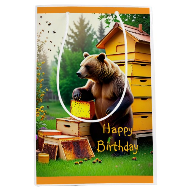 Beehive Bear Mittlere Geschenktüte (Vorderseite)