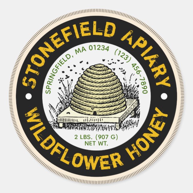 Beehive Business Name Antique White Stickers (Vorderseite)