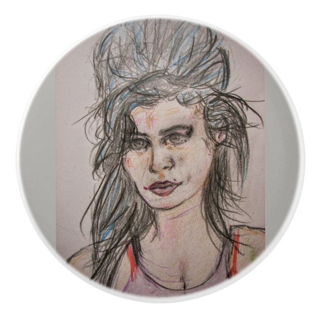 Beehive Girl Walking Keramikknauf (Vorderseite)