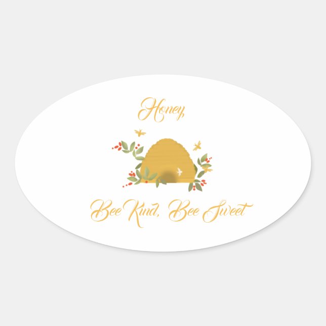 Beehive Honey Labels Ovaler Aufkleber (Vorderseite)