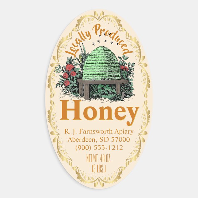 Beehive Local Antique White Honey Jar Stickers (Von Creator hochgeladen)