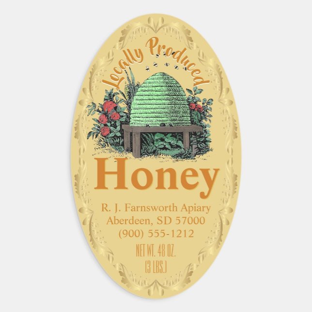 Beehive Local Yellow Gold Honey Jar Stickers (Von Creator hochgeladen)