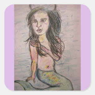 Beehive Mermaid Quadratischer Aufkleber