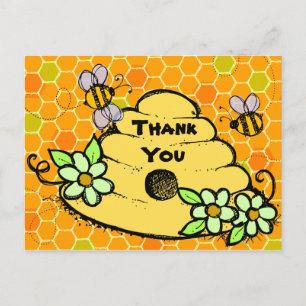 Beehive und Bienen Geburtstag Danke, Postcard Postkarte