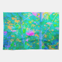 Beeindruckende blaue Landschaft mit rosa Blume Geschirrtuch