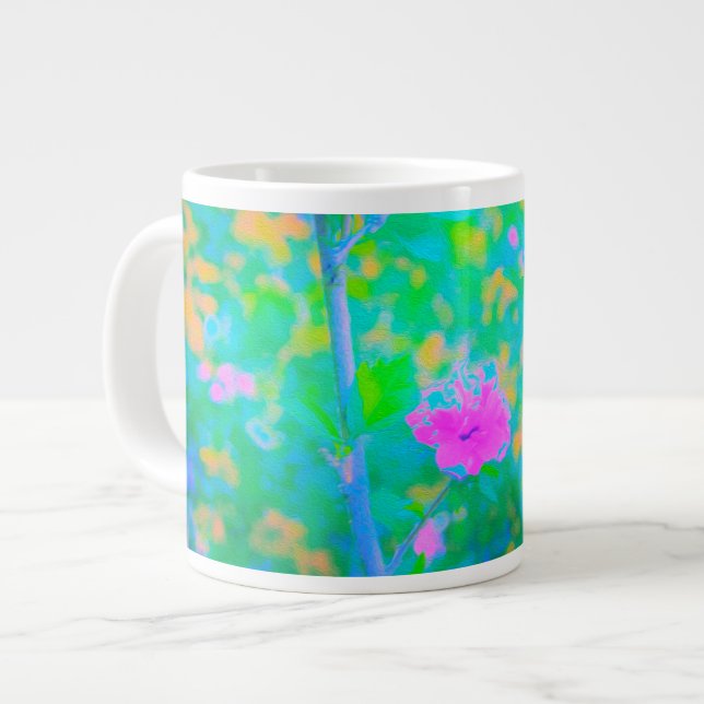 Beeindruckende blaue Landschaft mit rosa Blume Jumbo-Tasse (Vorderseite Links)