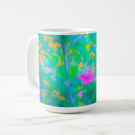 Beeindruckende blaue Landschaft mit rosa Blume Kaffeetasse