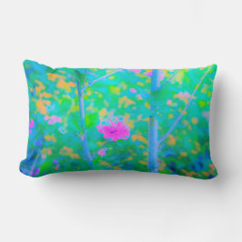 Beeindruckende blaue Landschaft mit rosa Blume Lendenkissen