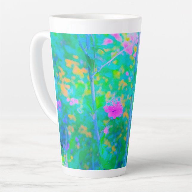 Beeindruckende blaue Landschaft mit rosa Blume Milchtasse (Linke Ecke)