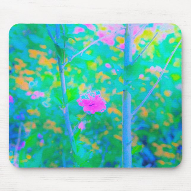 Beeindruckende blaue Landschaft mit rosa Blume Mousepad (Vorne)