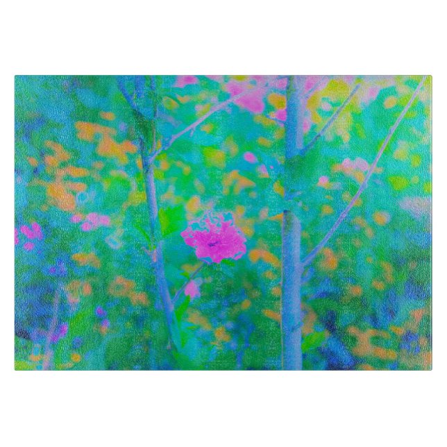 Beeindruckende blaue Landschaft mit rosa Blume Schneidebrett (Vorderseite)