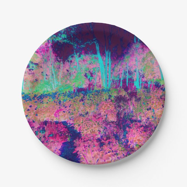 Beeindruckende Lila und heiß rosa Landschaft Pappteller (Vorderseite)