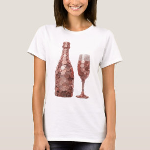 Beeindruckende Silber-MÜNZE-FLASCHE-UND-GLAS-Druck T-Shirt
