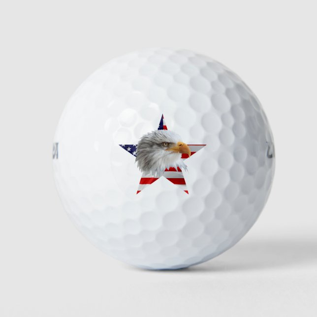 Beeindruckender Adler, die amerikanische Flagge, P Golfball (Vorderseite)