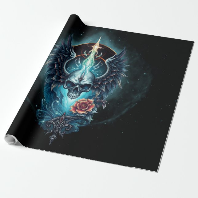 beeindruckender, realistischer Schädel, Geschenkpapier (Ungerollt)