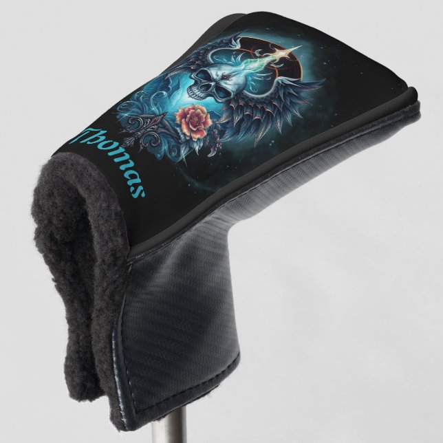 beeindruckender, realistischer Schädel, Golf Headcover (3/4 Vorderseite)