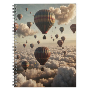 Beeindruckender Stil Hot-Air-Ballons in Sky Notizblock