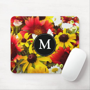 Beeinonist Wildflowers with Monogram Mousepad