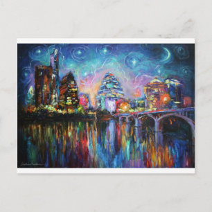 Beeinonistic Austin City downtown painting Postkarte
