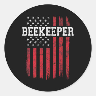 Beekeeper American Flag USA Patriot Patriotic T-Sh Runder Aufkleber