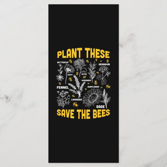 Beekeeper Gift | Plant These Save The Bees Menükarte (Vorderseite)