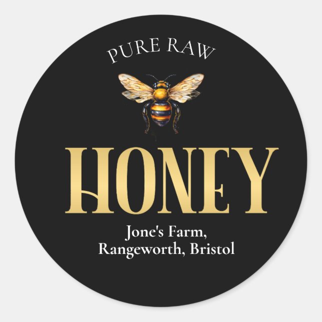 Beekeeper Gold Honey Stickers –Classic Round Honey (Vorderseite)