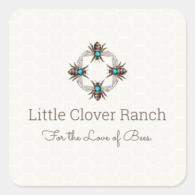 Beekeeper Honeycomb Jar Label Quadratischer Aufkleber (Vorderseite)