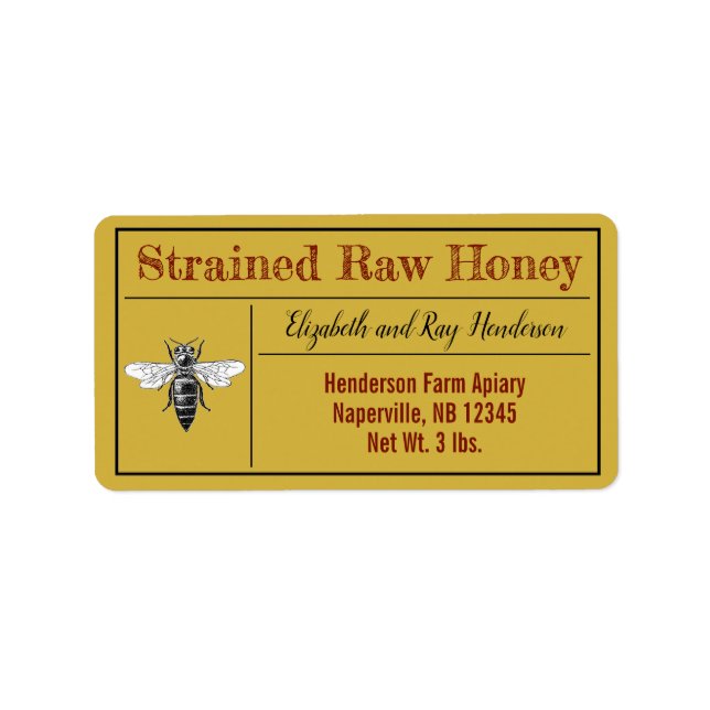 Beekeeper Signature Honey Jar Adressaufkleber (Vorne)