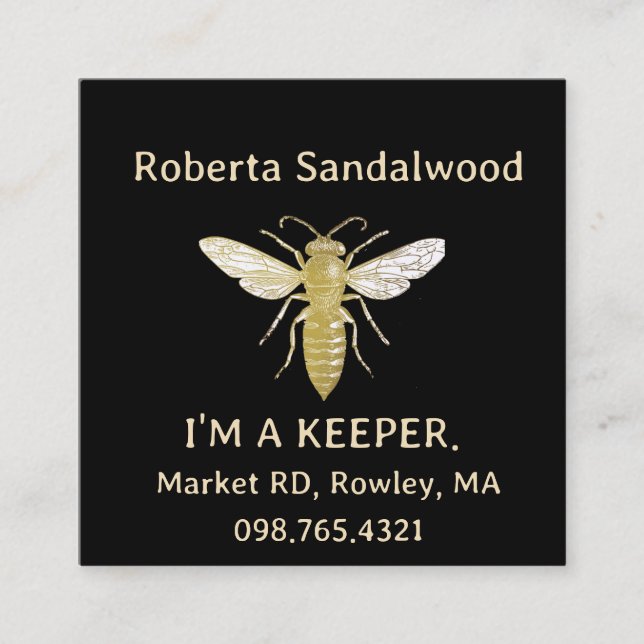 Beekeeper's I'M KEEPER Queen Bee Business Card Quadratische Visitenkarte (Vorderseite)