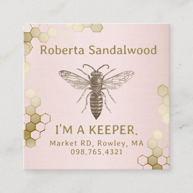 Beekeeper's I'M KEEPER Queen Bee Business Card Quadratische Visitenkarte (Vorderseite)