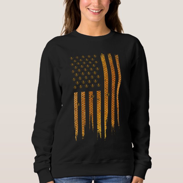 Beekeeping American Flag Honeycomb Honey Bees Beek Sweatshirt (Vorderseite)