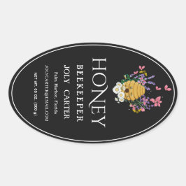 Beekeeping Honey Labels | Honeybee & Honeycomb Des Ovaler Aufkleber
