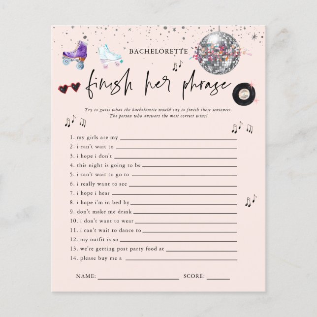 Beenden Sie das Skaten Bachelorette-Spiel der Phra (Vorderseite)