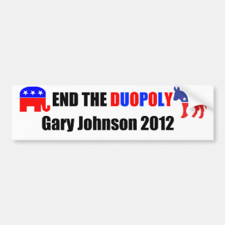 Beenden Sie den Duopoly - Gary Johnson 2012 Autoaufkleber