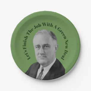 Beenden Sie den Job Green New Deal Pappteller