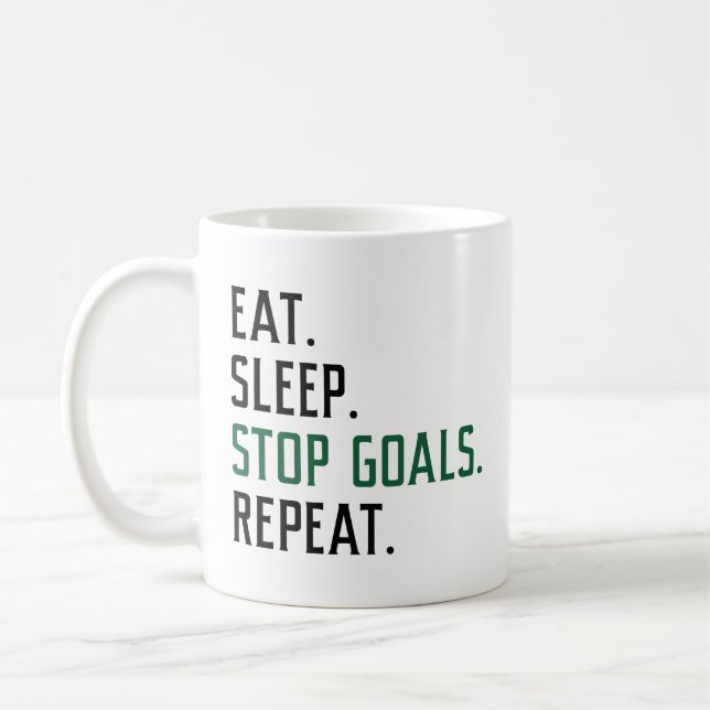 Beenden Sie den Schlaf-Stopp-Goals wiederholen Kaffeetasse (Links)